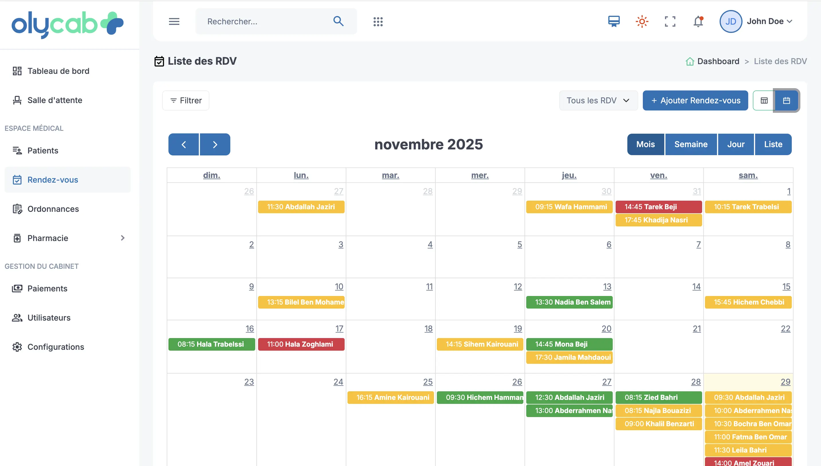 Gestion des Rendez-vous sur olycab